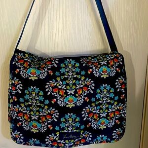Vera Bradley messenger crossbody laptop bag CHANDELIER FLORAL blue